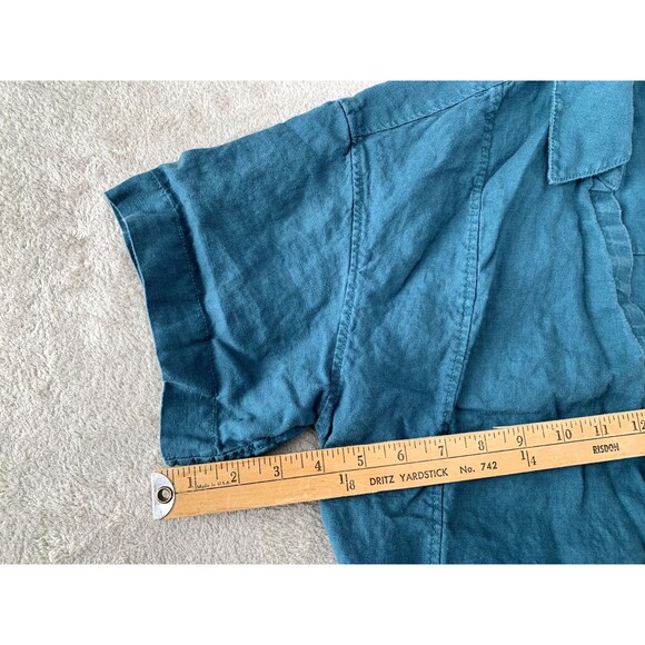 Athleta Women's Playa Tie Front Short Sleeve Linen Top Borealis Green Medium - Picture 8 of 12